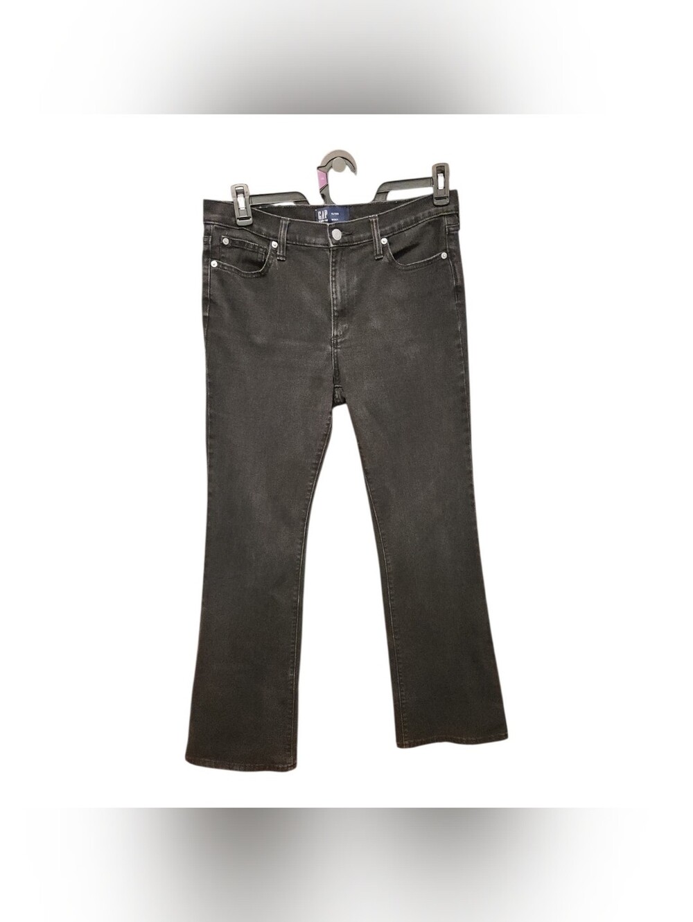 Gap Black Wash Bootcut Jeans Size 30/10R High Rise Minimalist Casual Charcoal
